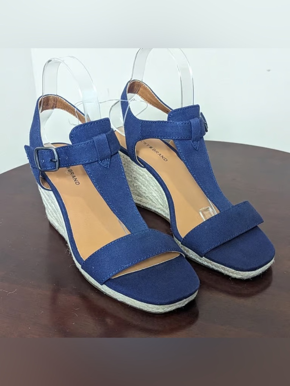 Time and Tru Navy Blue Espadrille Wedge Sandals
